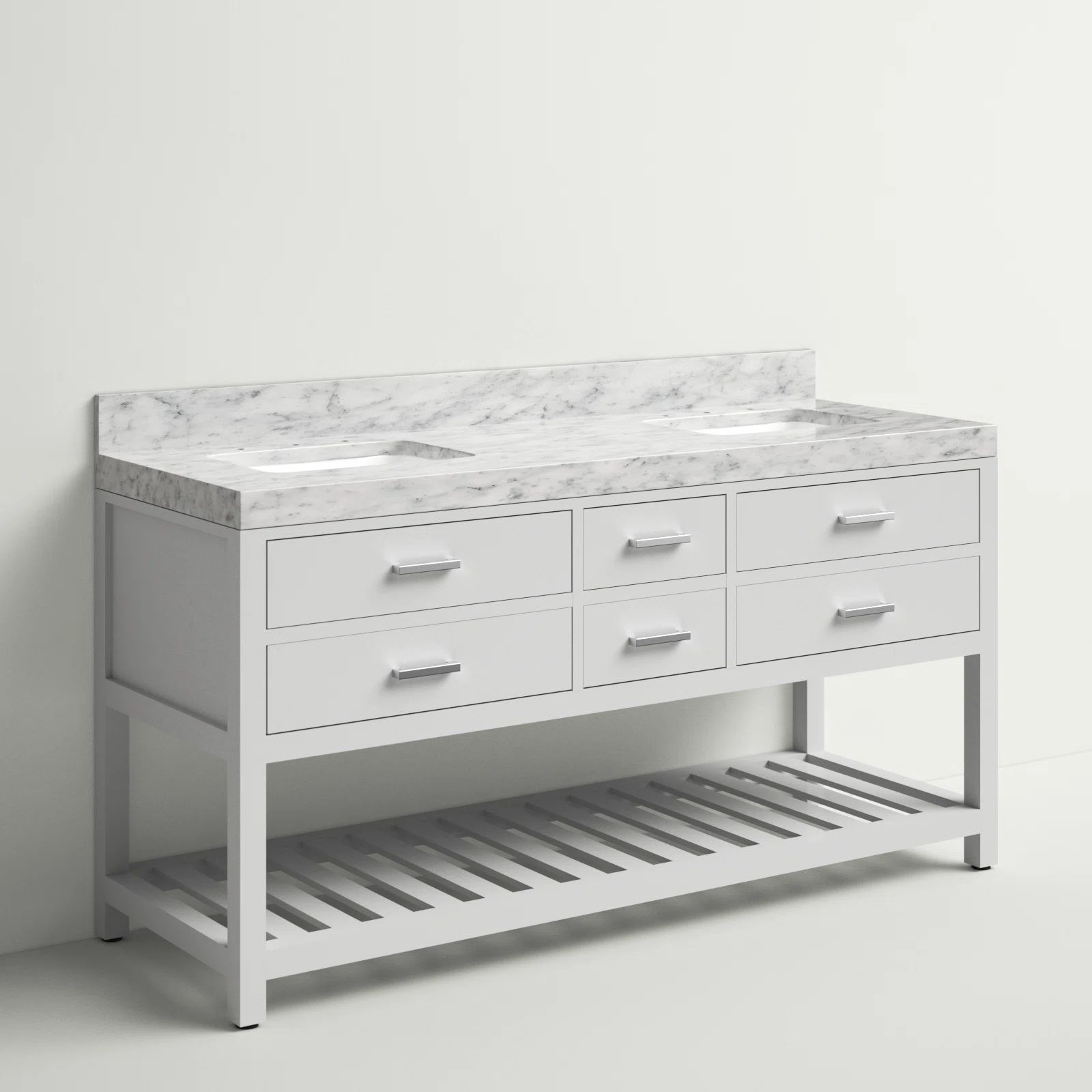 Carrie 60'' Double Bathroom Vanity with Carrara Marble Top | Wayfair North America