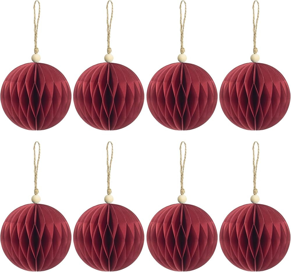 KI Store 8pcs Red Paper Christmas Balls with Magnetic Closing 3.15-Inch Paper Christmas Tree Deco... | Amazon (US)