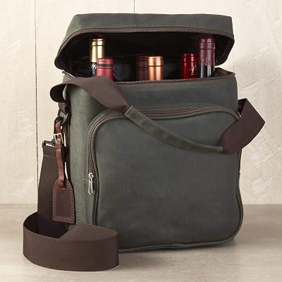 Wine Enthusiast 6-Bottle Waxed Canvas Wine Bag Tote Insulated Wine Carrier Cooler Travel & Picnics Holds Tall Bottles Includes Ice Pack Chilling Reusable Tote Bag for Wine Gifts & Outdoor Gatherings | Amazon (US)