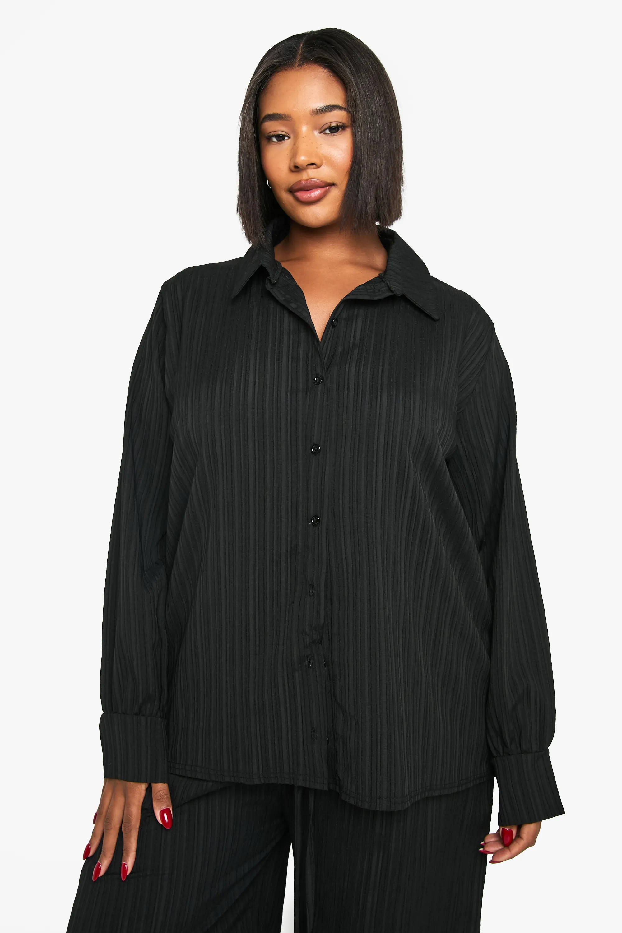 Plus Crinkle Textured Shirt | boohoo (US & Canada)