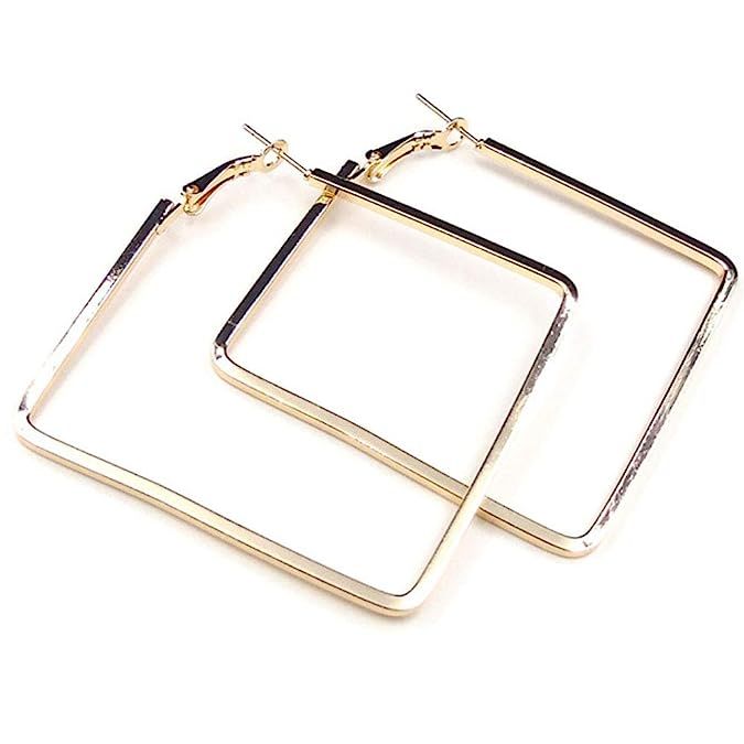 Cereza Stainless Steel Simple Geometric Hoop Earring For Women Girls | Amazon (US)
