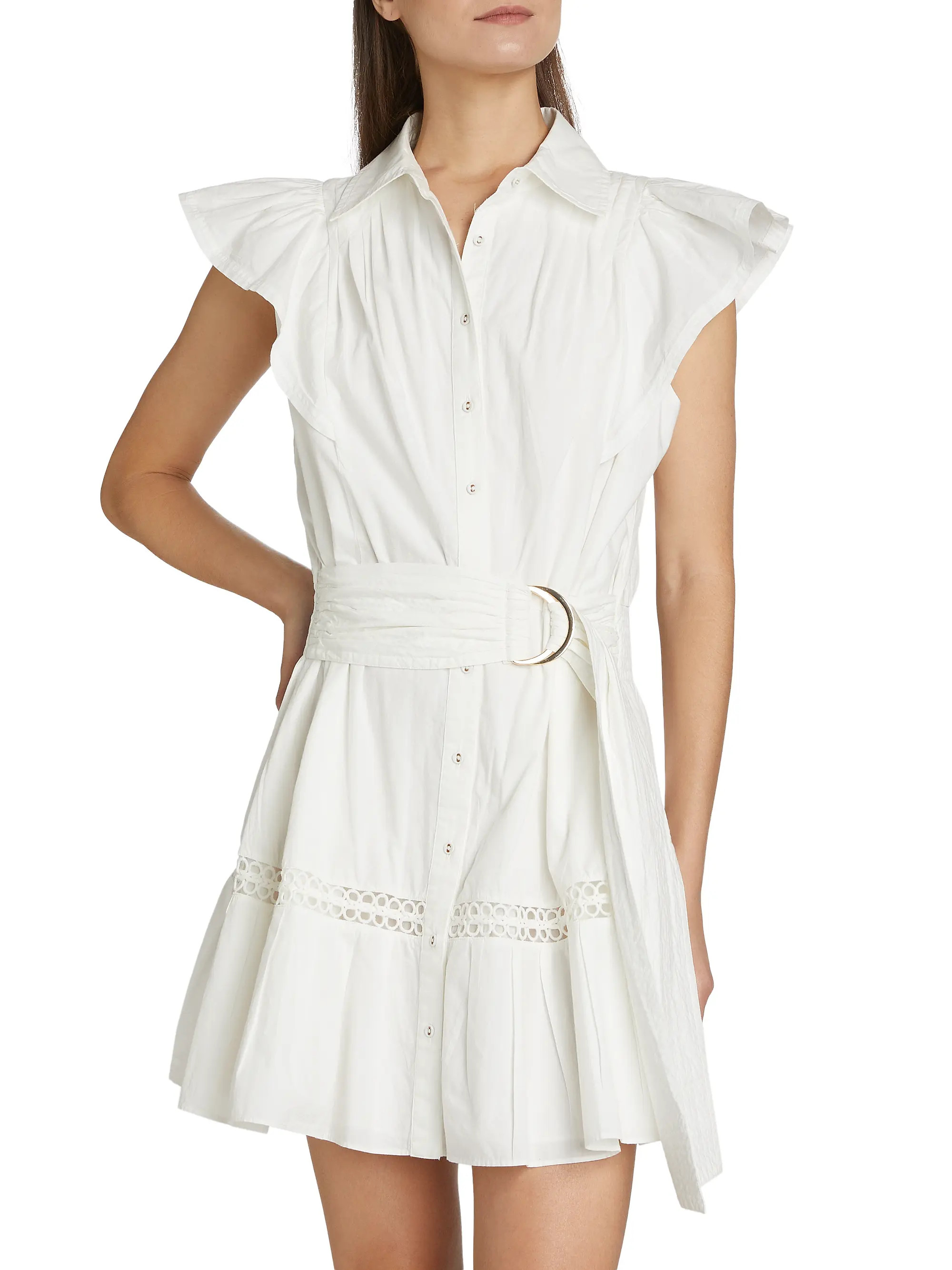 Marceline Flutter-Sleeve Minidress | Saks Fifth Avenue