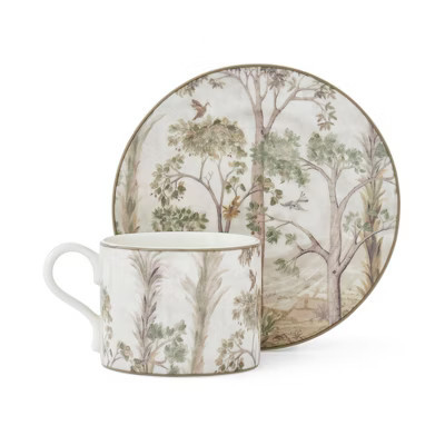 Spode Kit Kemp Tall Trees Teacup & Saucer - 10 fl. oz. Porcelain Cup with Swaying Tree Design in Calming Chalky Shades | Target