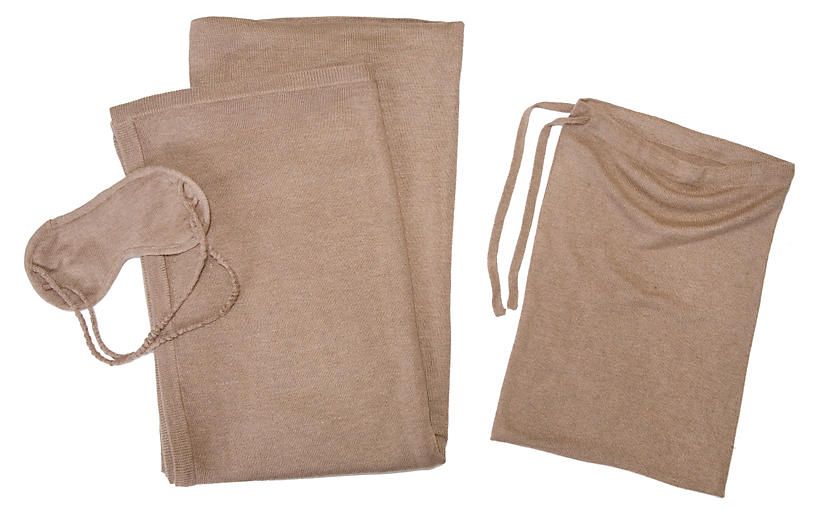 Cashmere-Blend Travel Set, Sand | One Kings Lane