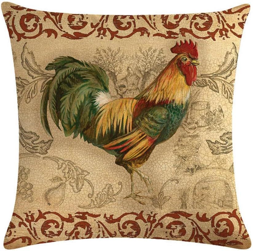 Easternproject Rooster Painting Farmhouse Decorative Throw Pillowcase Country Burlap Pillow Cover... | Amazon (US)