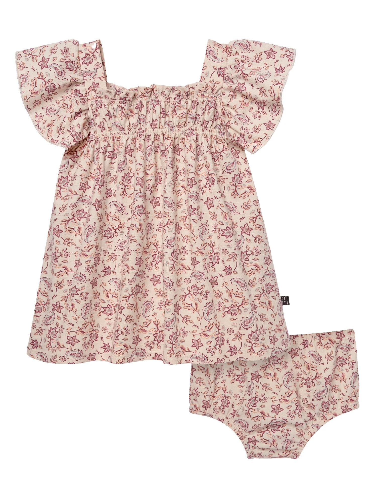 Modern Moments by Gerber Baby Girl Smocked Flutter Sleeve Dress and Diaper Cover, 2-Piece, Sizes ... | Walmart (US)