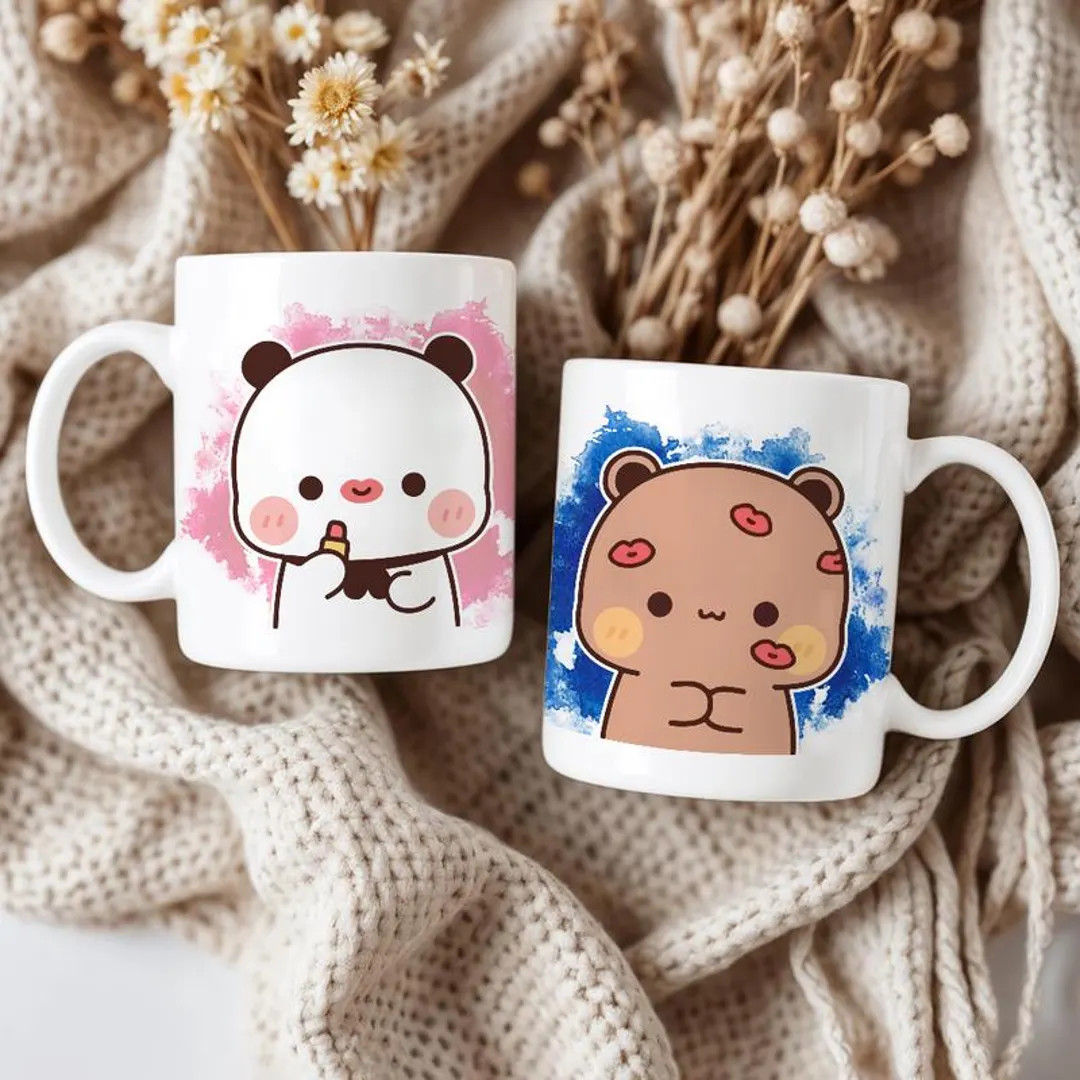 Bubu Dudu Kissing Mug Set | Kawaii Couple Ceramic Coffee Cup | Etsy (US)