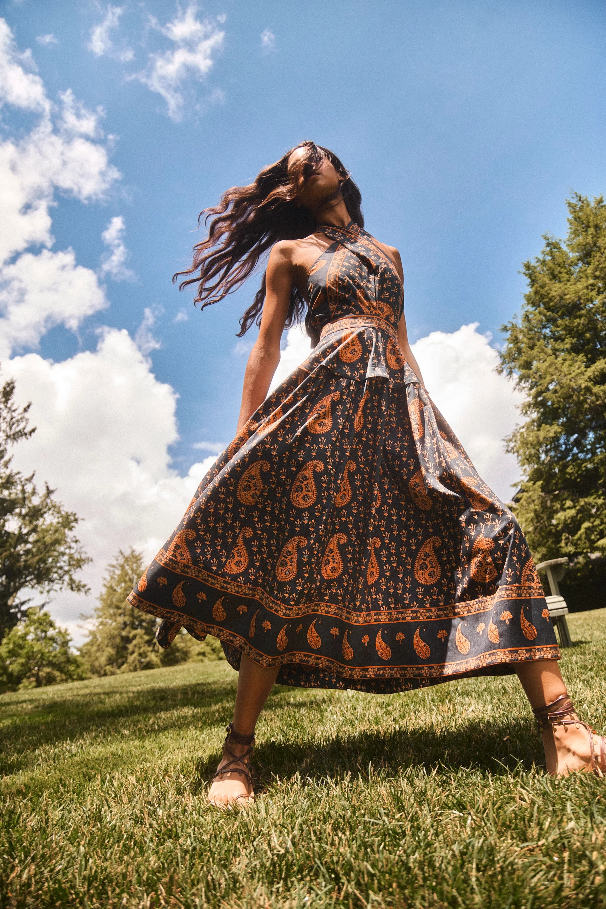 Bellamy Dress | Paisley Crossover Halter Dress | Hunter Bell | Hunter Bell