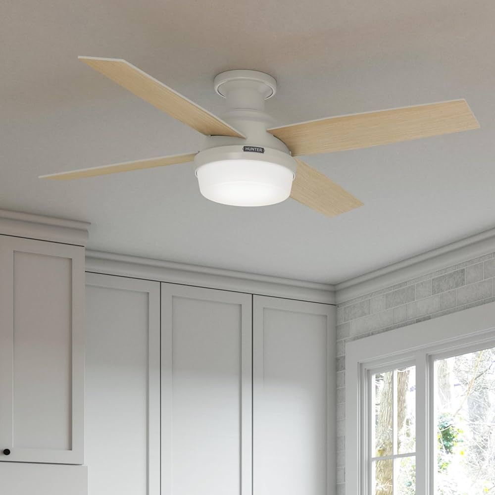 Hunter Fan Company 59242 52" Dempsey Indoor Low Profile Ceiling Fan with Light, Fresh White Finis... | Amazon (US)
