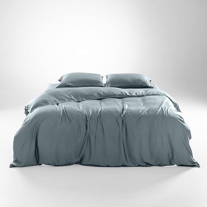 Olive + Crate Queen Size Tencel Duvet Cover Set - 3 Piece, Basalt Blue | Hypoallergenic, Cooling ... | Amazon (US)