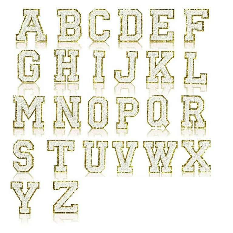 26 Piece Self Adhesive Chenille Letter Patches Varsity Letter Patches A-Z Glitter Iron on Alphabe... | Walmart (US)
