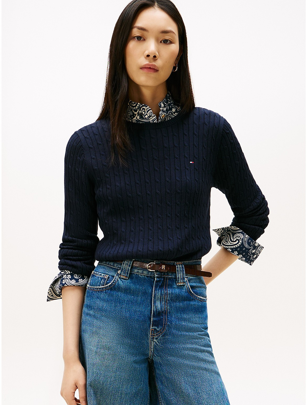 Tommy Hilfiger Women's Cable Knit Sweater - Navy - M | Tommy Hilfiger (US)