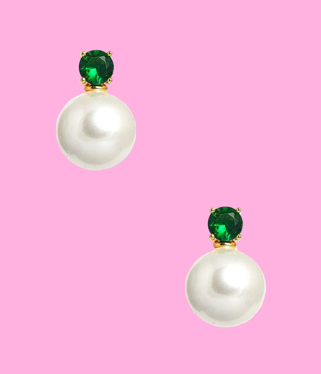 Carolyn - Emerald - Big Stone and Pearl Stud | Teggy French