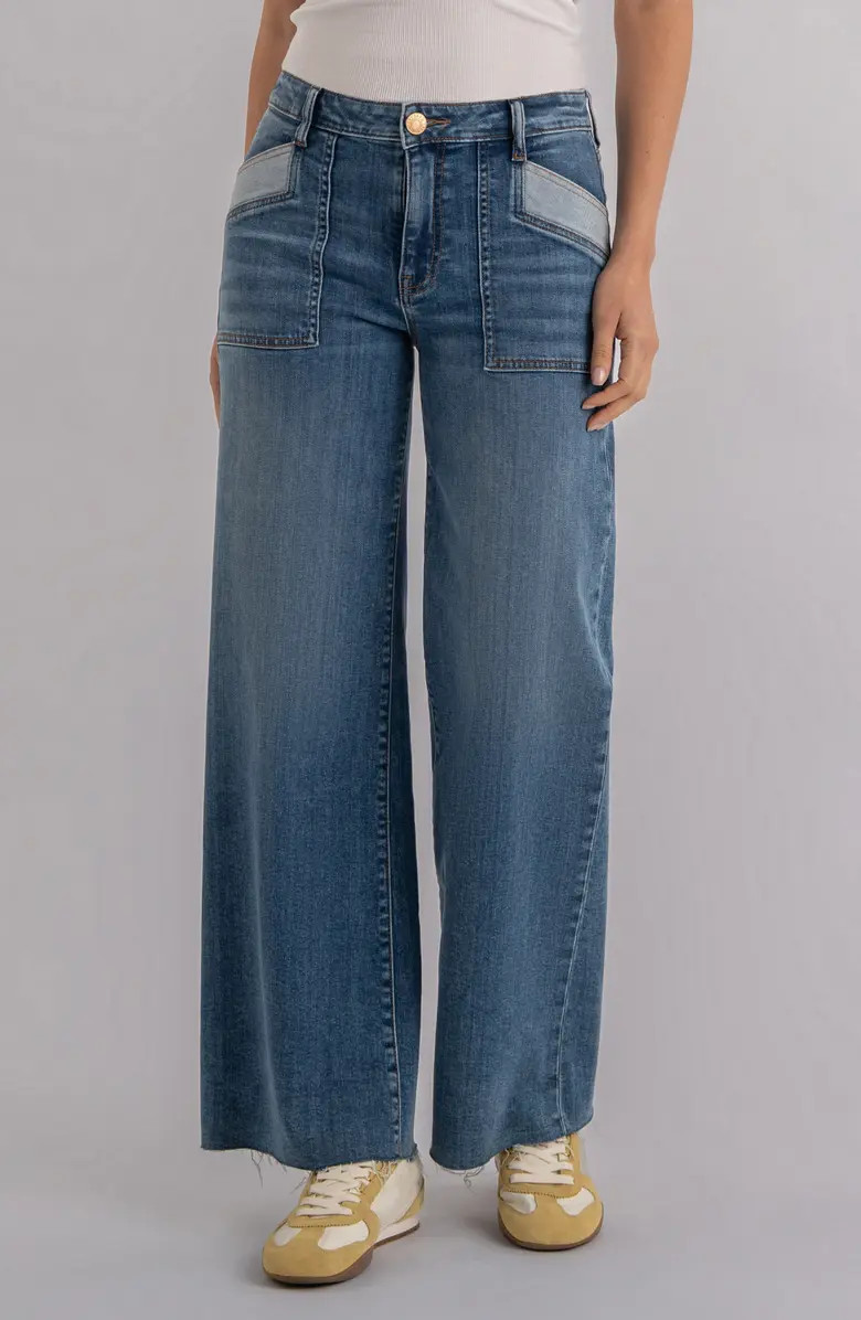 Maya High Waist Raw Hem Wide Leg Jeans | Nordstrom