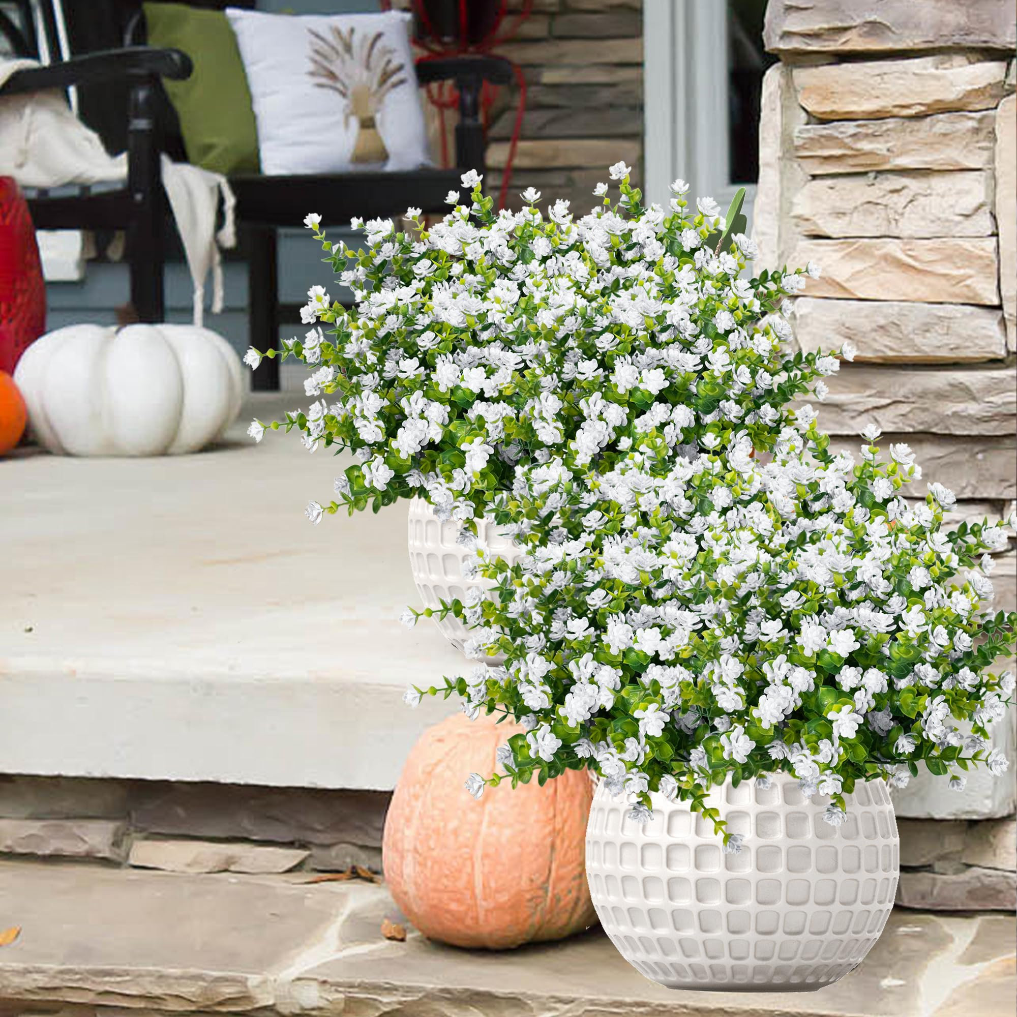 Outdoor Artificial Flowers UV Resistant, 20 Bundles Fake Realistic Floral Greenery Plants for Out... | Amazon (US)