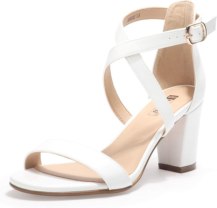 IDIFU Women's IN3 Grace Strappy Block Heels Sandals Comfy Open Toe Chunky Dress Wedding Shoes wit... | Amazon (US)