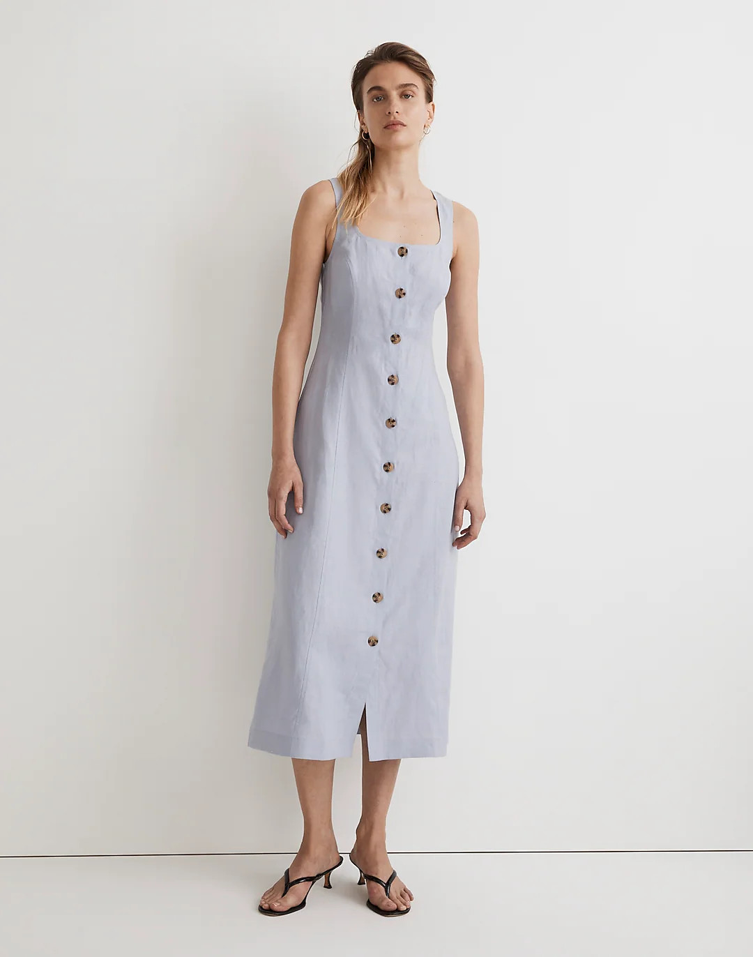 Button-Front Midi Dress in 100% Linen | Madewell