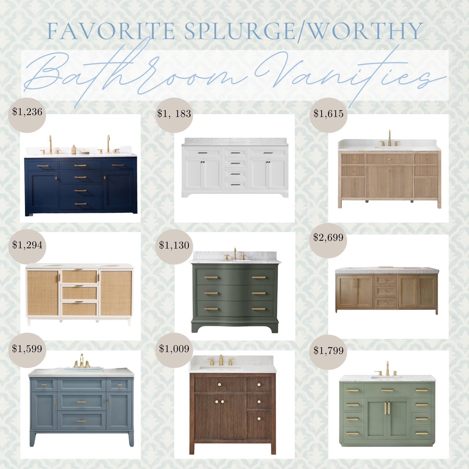 Splurge-Worthy Bathroom Vanities | From classic white to coastal blue to warm wood — these picks are perfect for your dream bathroom refresh!

#LTKhome #bathroomvanity #bathroominspo #vanitygoals #homefavorites #coastalhome #grandmillennialstyle #LTKhomefinds #LTKstyletip #bathroommakeover

#LTKStyleTip #LTKHome