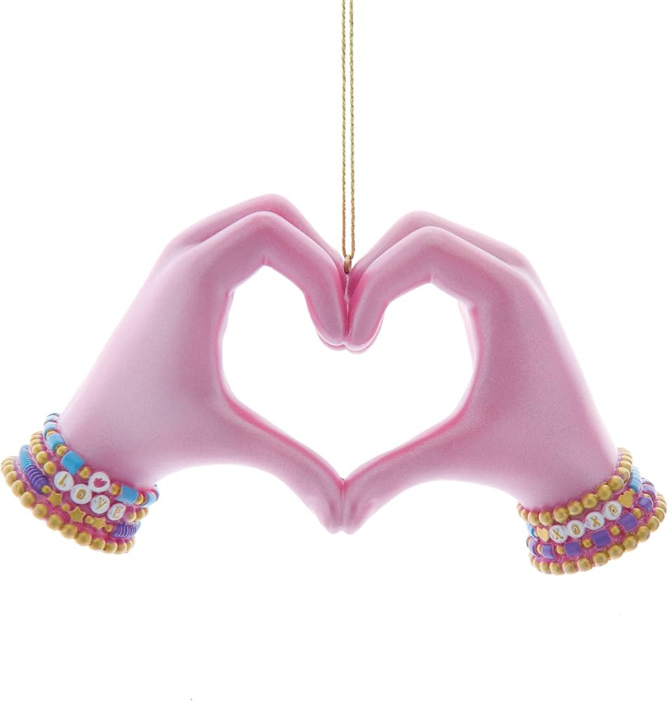Kurt Adler 5 inch Pink Electroplated Heart Hands Ornament | Amazon (US)