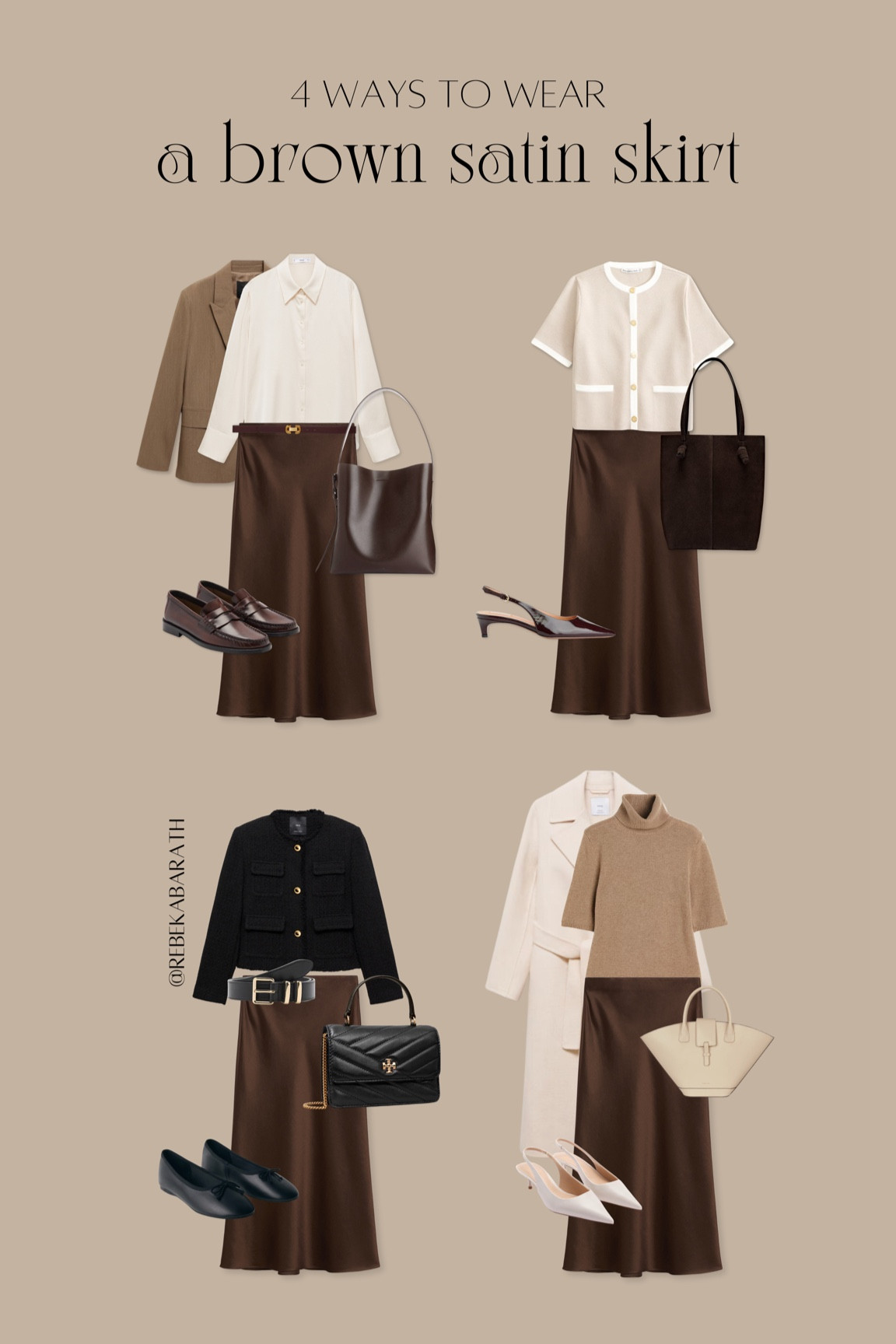 4 ways to style a brown satin skirt 💫

satin midi skirt | ways to wear | style inspiration | neutral fashion | fall fashion 

#LTKFindsUnder100 #LTKStyleTip #LTKWorkwear