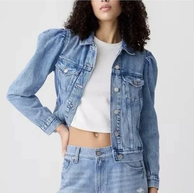 Gap Women’s Denim Jacket Puff Sleeves Sz M Y2K Trucker 80s Retro Icon | eBay US