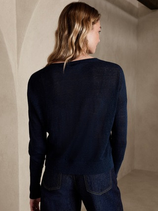 Cait Linen-Blend Long-Sleeve Sweater | Banana Republic (US)