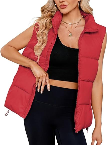Century Star Puffer Vest for Women's Outerwear Vests Puffy Oversized Sleeveless Zip Up Padded Sta... | Amazon (US)