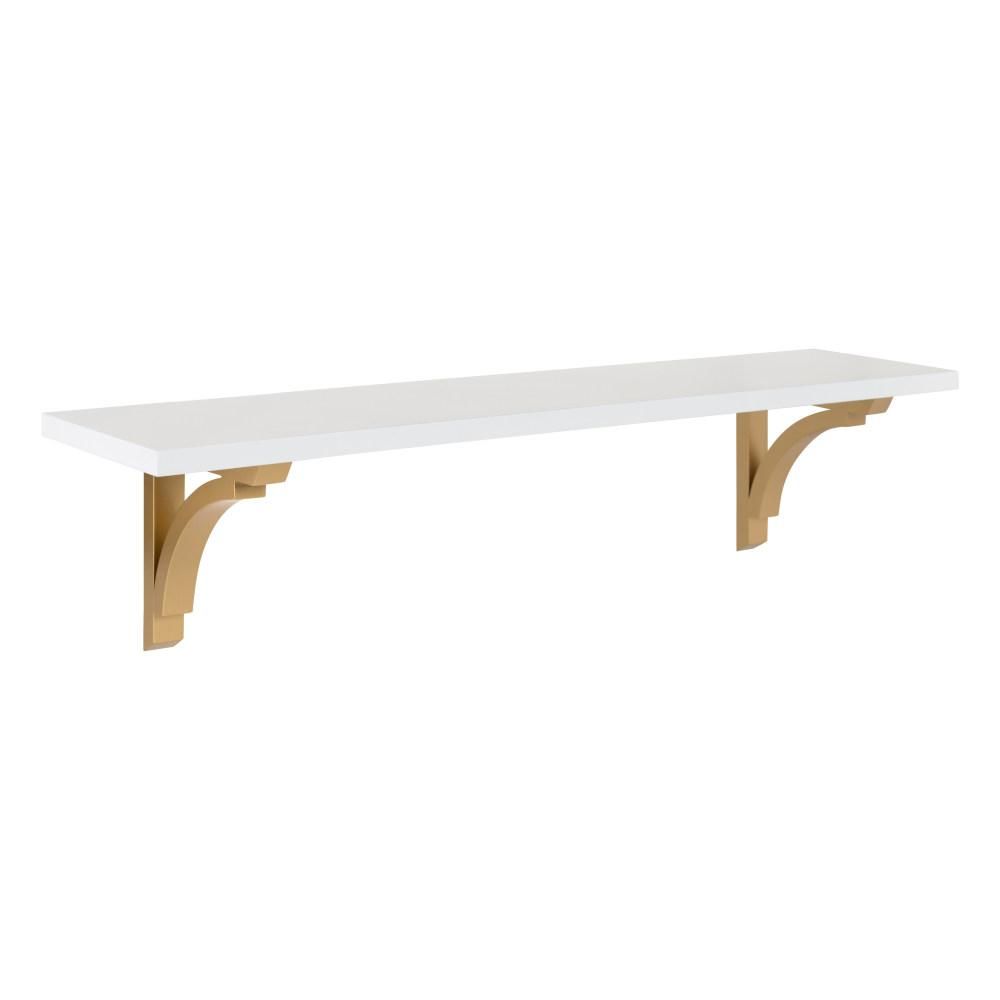Corblynd 8 in. x 36 in. x 9 in. White/Gold Decorative Wall Shelf | The Home Depot