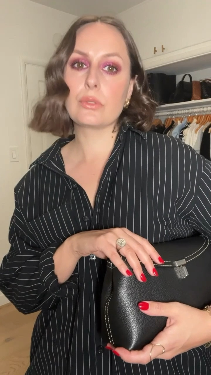 Let the holiday outfits start now. Oversized shirts and stretchy waist band yes please! Party looks, party makeup, chic holiday look

#LTKparties #LTKHoliday #LTKmidsize