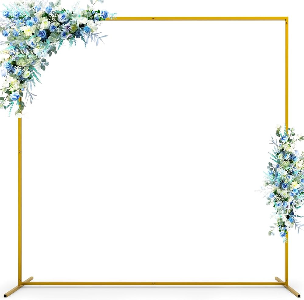 Wedding Arch Backdrop Stand, 6.6x6.6 FT Gold Wedding Arches for Ceremony Square Metal Balloon Arc... | Amazon (US)