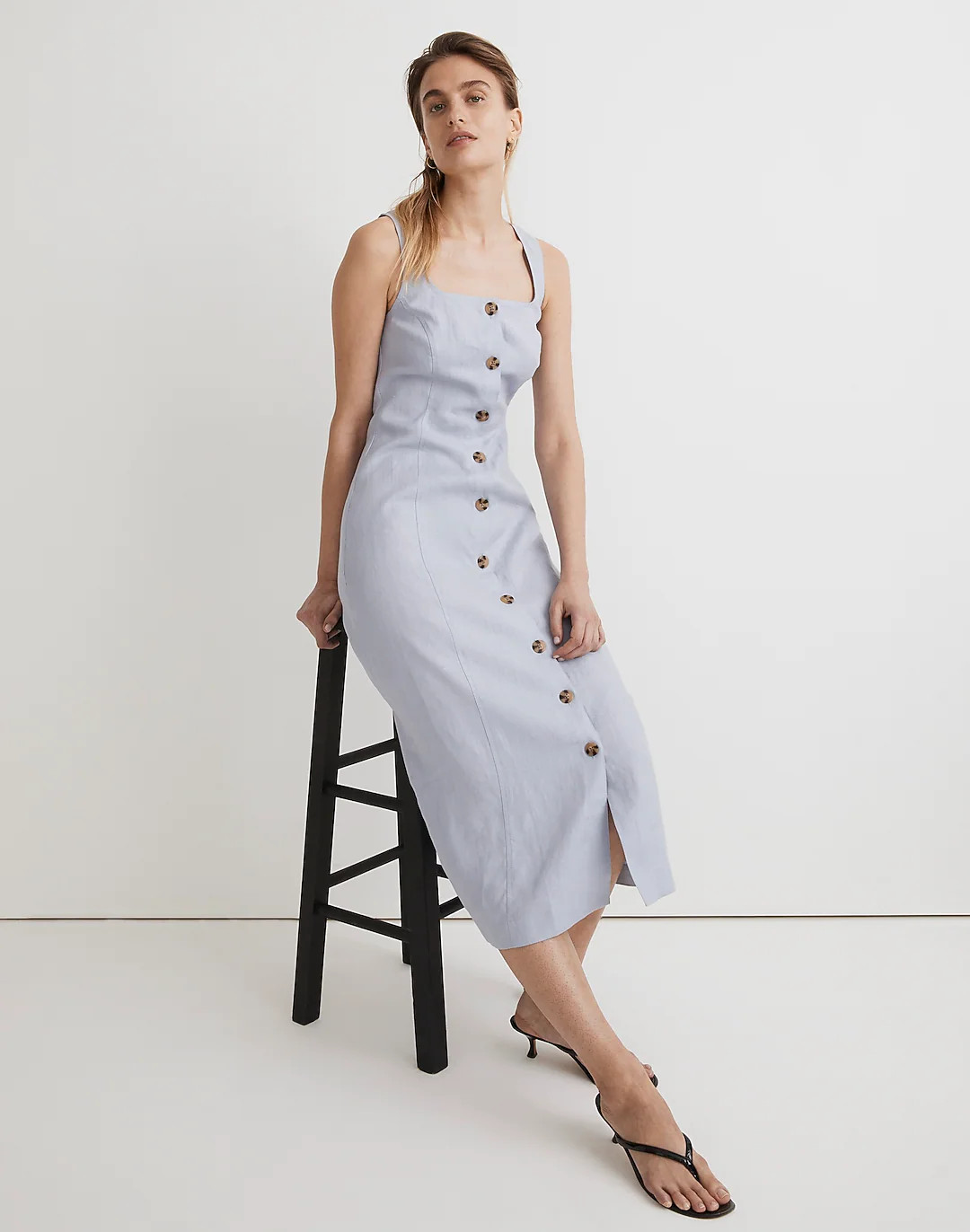 Button-Front Midi Dress in 100% Linen | Madewell
