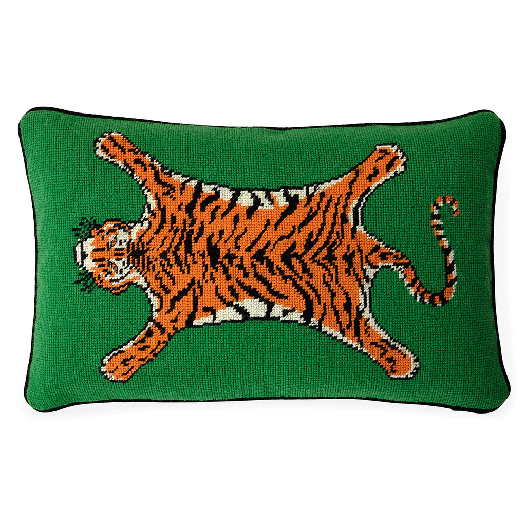 Tiger Needlepoint Pillow | Jonathan Adler