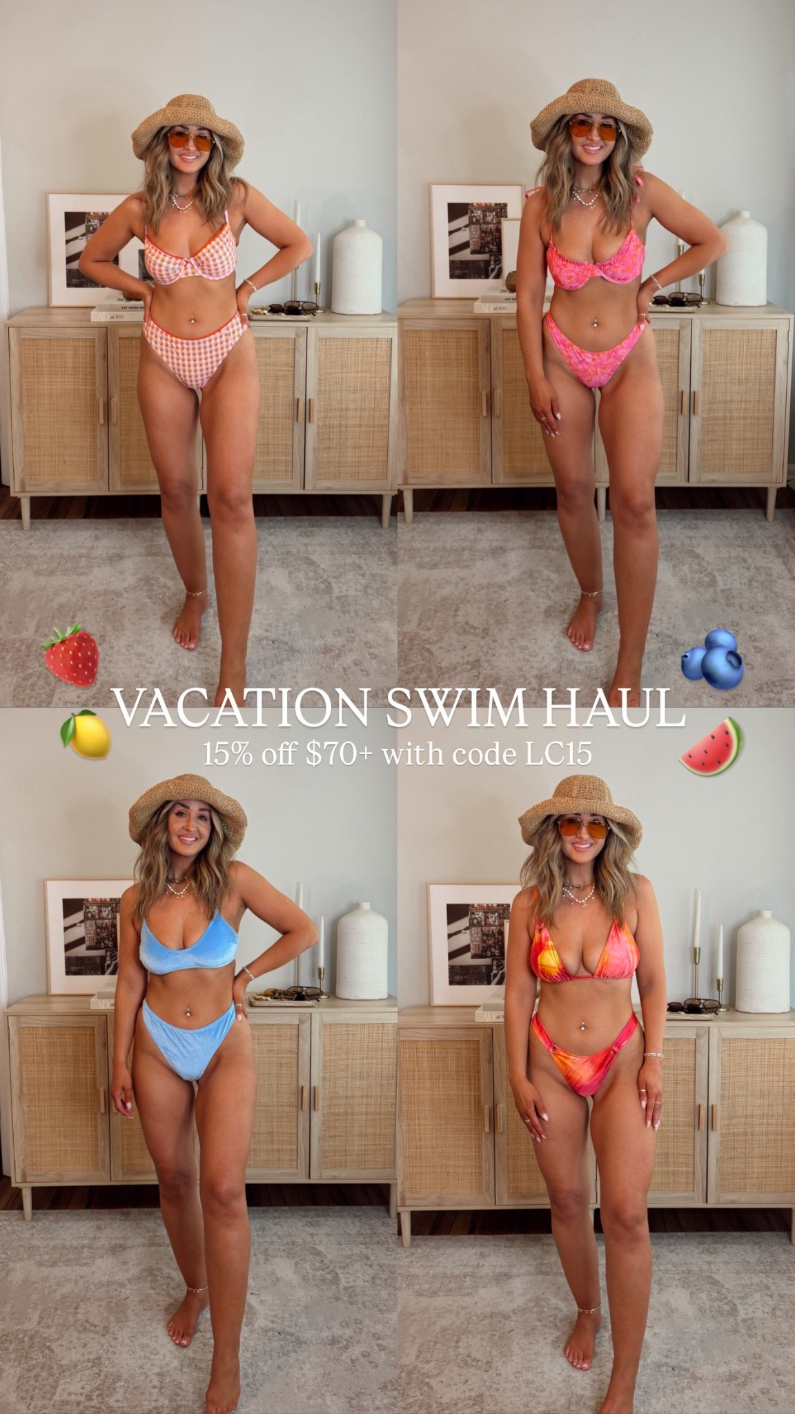 vacation swim haul 👙 15% off with $70+ with code LC15 // im wearing a size M in almost everything, could size down to a S in the bottoms in the blue + pink checkered swimsuit. swimwear, spring break, vacation @Cupshe 

#LTKSwim