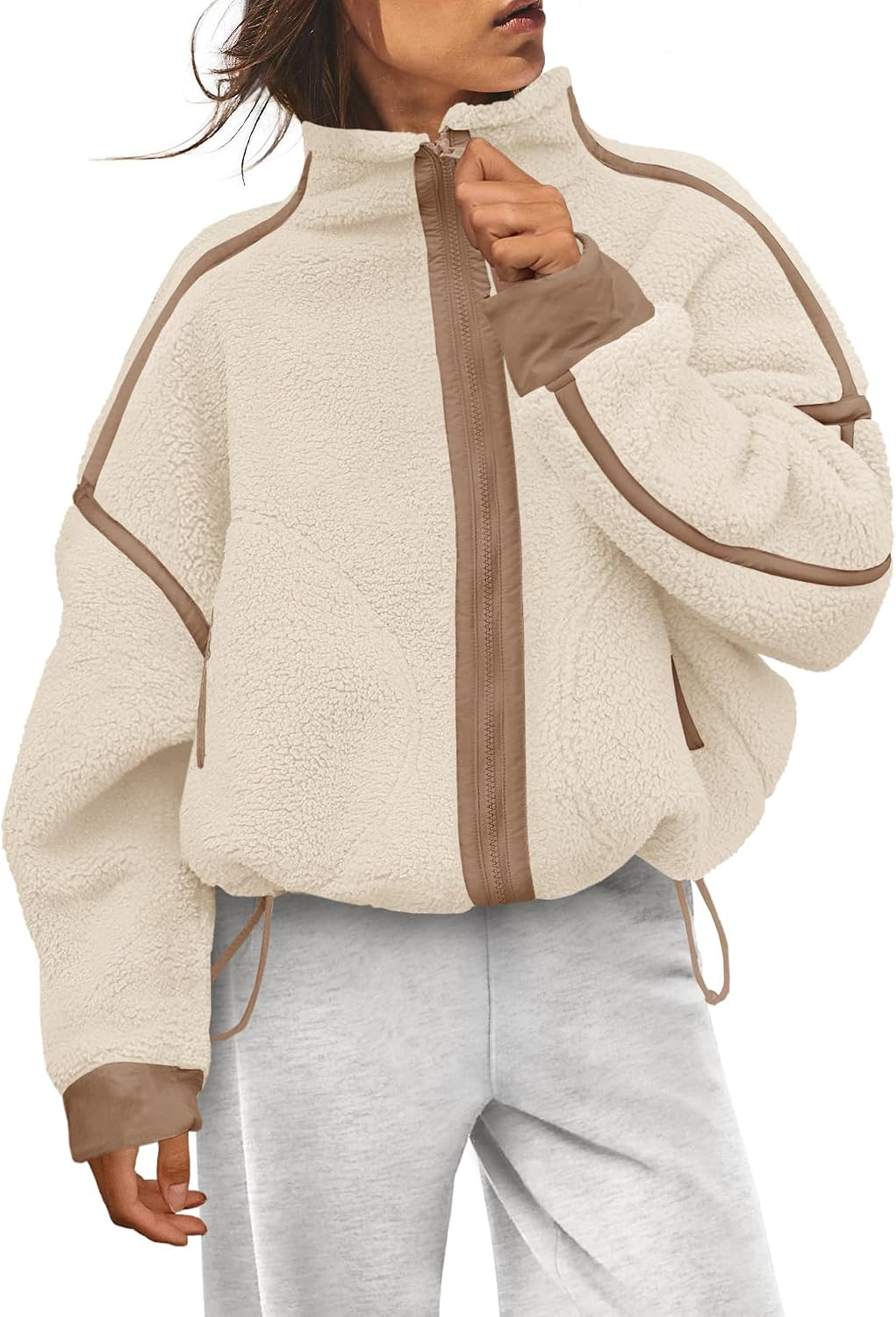 Yanekop Womens Fleece Jacket Zip Up Fuzzy Sherpa Jackets Long Sleeve Coats | Amazon (US)