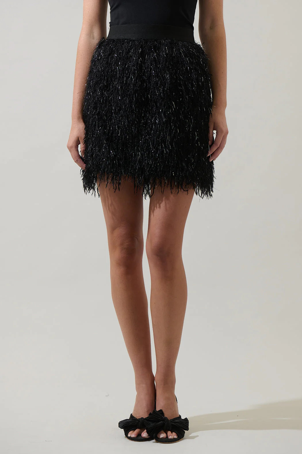Himari Metallic Fringe Mini Skirt | Sugarlips