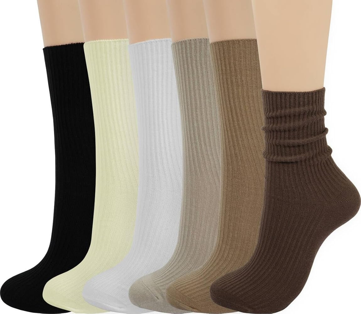 BomKinta Calf Socks for Women - Thin Solid Cotton Crew Socks - Casual Cute Above Ankle Sock | Amazon (US)