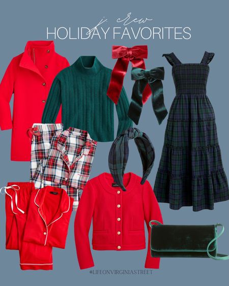 J. Crew Holiday favorites! This includes a poplin smocked dress, turtleneck sweater, ribbons, crossbody clutch bag, pajama sets, a red wool coat, plaid headband, and button up sweater. 

holiday, j. crew Christmas outfits, j. crew holiday, j. crew women’s, holiday dress, Christmas dress, winter coat, pajama set, Christmas pajamas, Christmas Day outfit, Christmas Eve outfit, plaid dress, women’s fashion, holiday style 

#LTKstyletip #LTKunder50 #LTKunder100

#LTKHoliday #LTKfit #LTKSeasonal