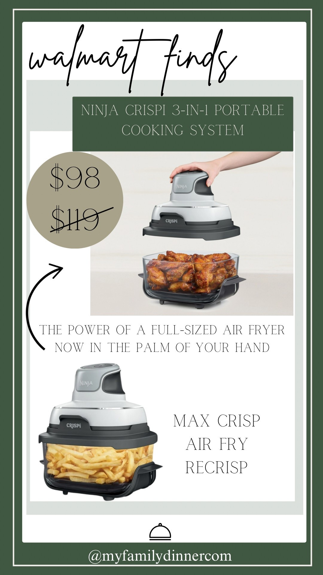Ninja crispi 3-in-1 portable air fryer system. 
Selling out fast! @walmart 

#LTKFamily #LTKSaleAlert #LTKFindsUnder100