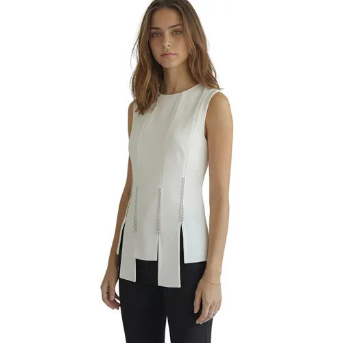 AKALIA Freya Crystal Embellished top in White at Nordstrom, Size Large | Nordstrom