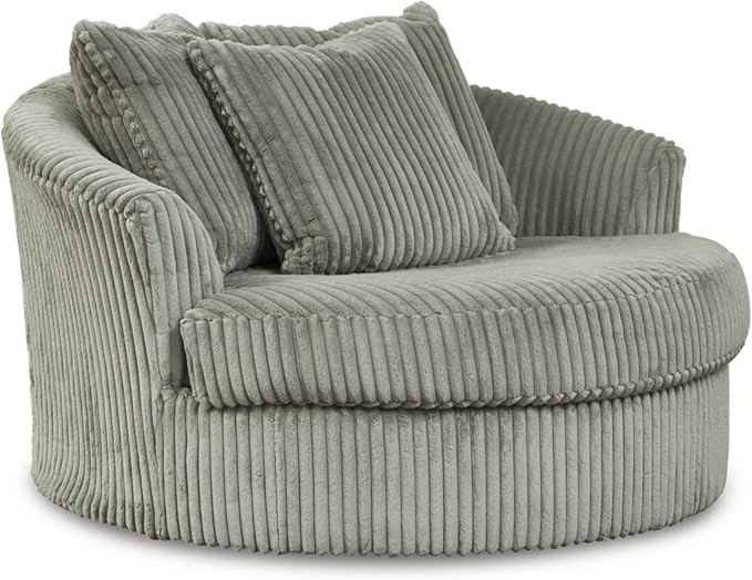 Signature Design by Ashley Lindyn Transitional Oval Tufted Upholstered Oversized Swivel Accent Ch... | Amazon (US)