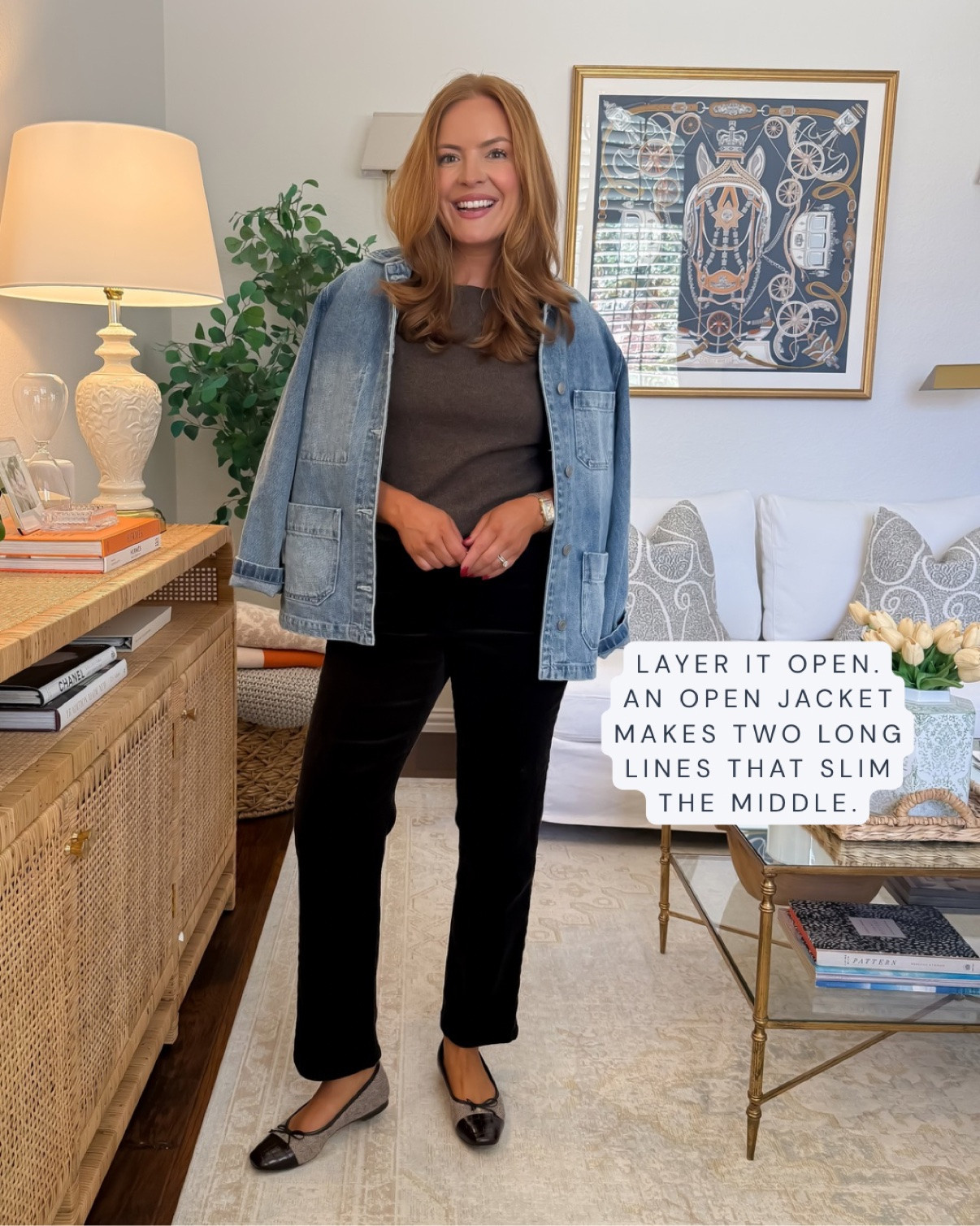 Wearing small in the jacket, small in the top, 28 short in the pants
Layer it open 🤍 An open jacket makes two long vertical lines that slim the middle — the easiest stomach-friendly styling trick for fall workwear. Casual Friday office outfit that hides the mom pooch.
#FallWorkwear #MomStyle #OfficeOutfits #CasualFriday

#LTKWorkwear #LTKgrwm #LTKmomlife