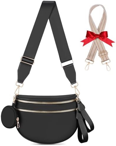 Bum Bags for Women Checkered Crossbody Bag Large Nylon Belt Purse Fanny Packs, Bonus with a Extra... | Amazon (US)