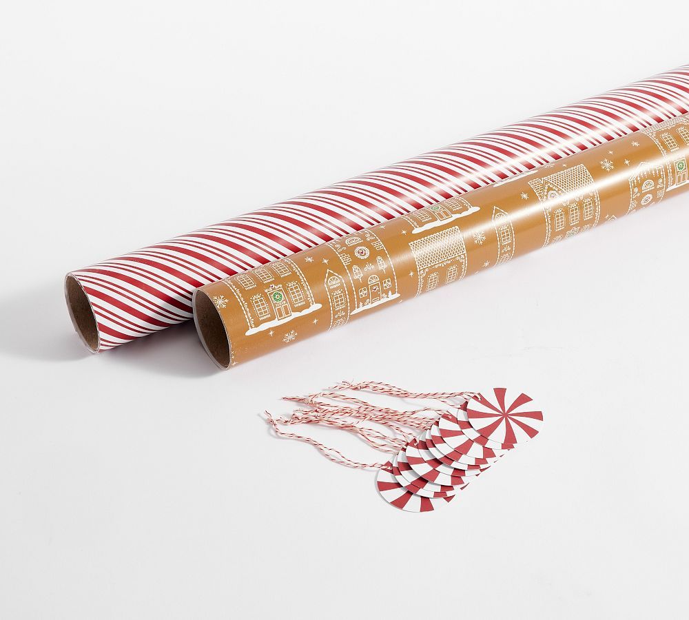 Gingerbread and Candy Cane Gift Wrap Set | Pottery Barn (US)