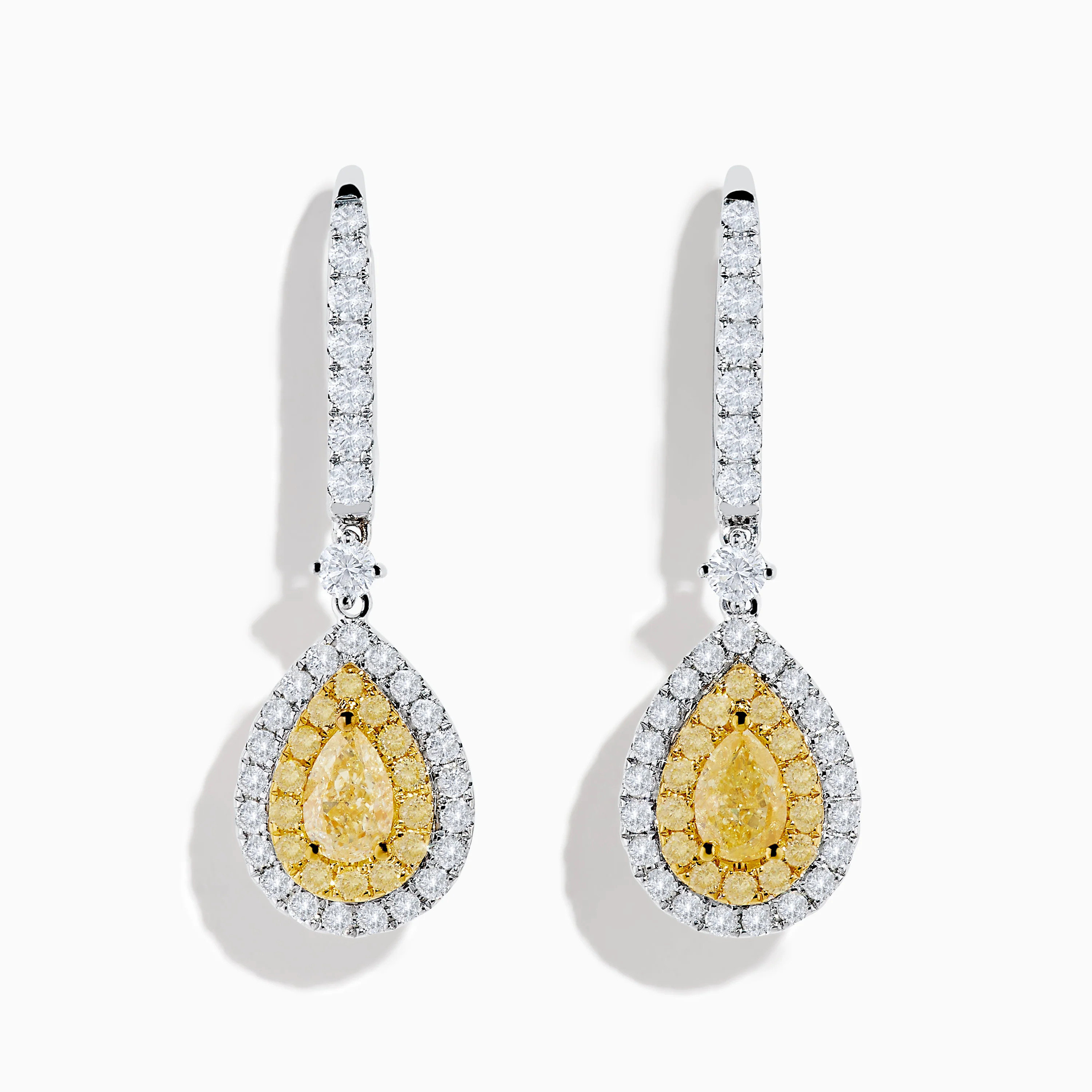 Canare 18K Two Tone Gold White and Yellow Diamond Drop Earrings | Effy Jewelry