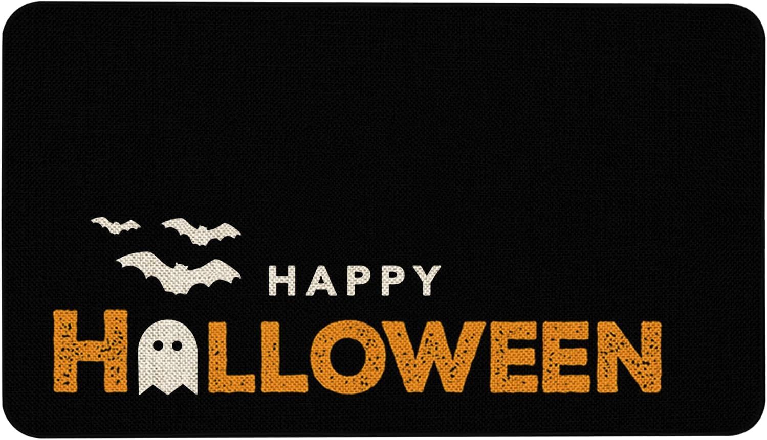 Mloabuc® Happy Halloween Door Mat Black Ghost Front Door Mat Non Slip Rubber Backing, Happy Hall... | Amazon (US)