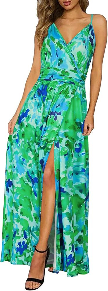 Newshows Women's 2026 Lightweight Summer Wedding Guest Beach Vacation Casual V Neck Split Flowy M... | Amazon (US)