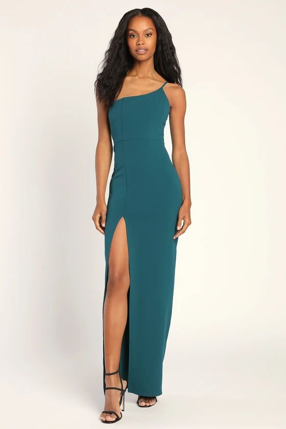 Stunningly Sophisticated Teal Green One-Shoulder Maxi Dress | Lulus (US)