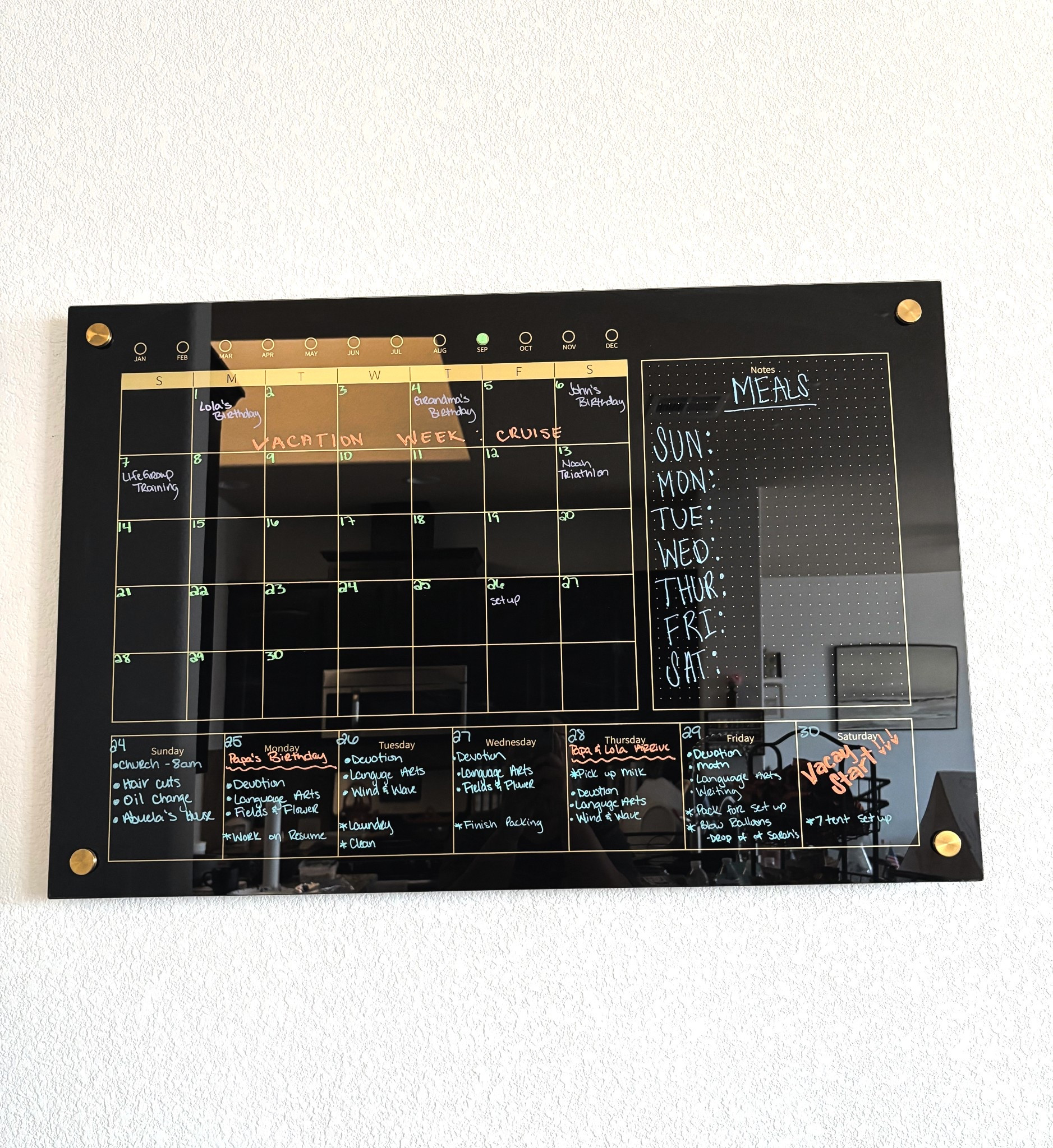  Family wall calendar the old school way. Not much into technology, this is perfect way to let everyone know what is happening. 

#LTKFamily #LTKHome