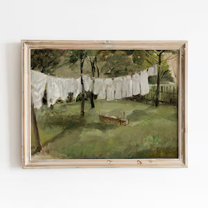 Laundry Line | Vintage Farmhouse Laundry Painting | Laundry Room Decor | Calm Art | Digital Downl... | Etsy (US)