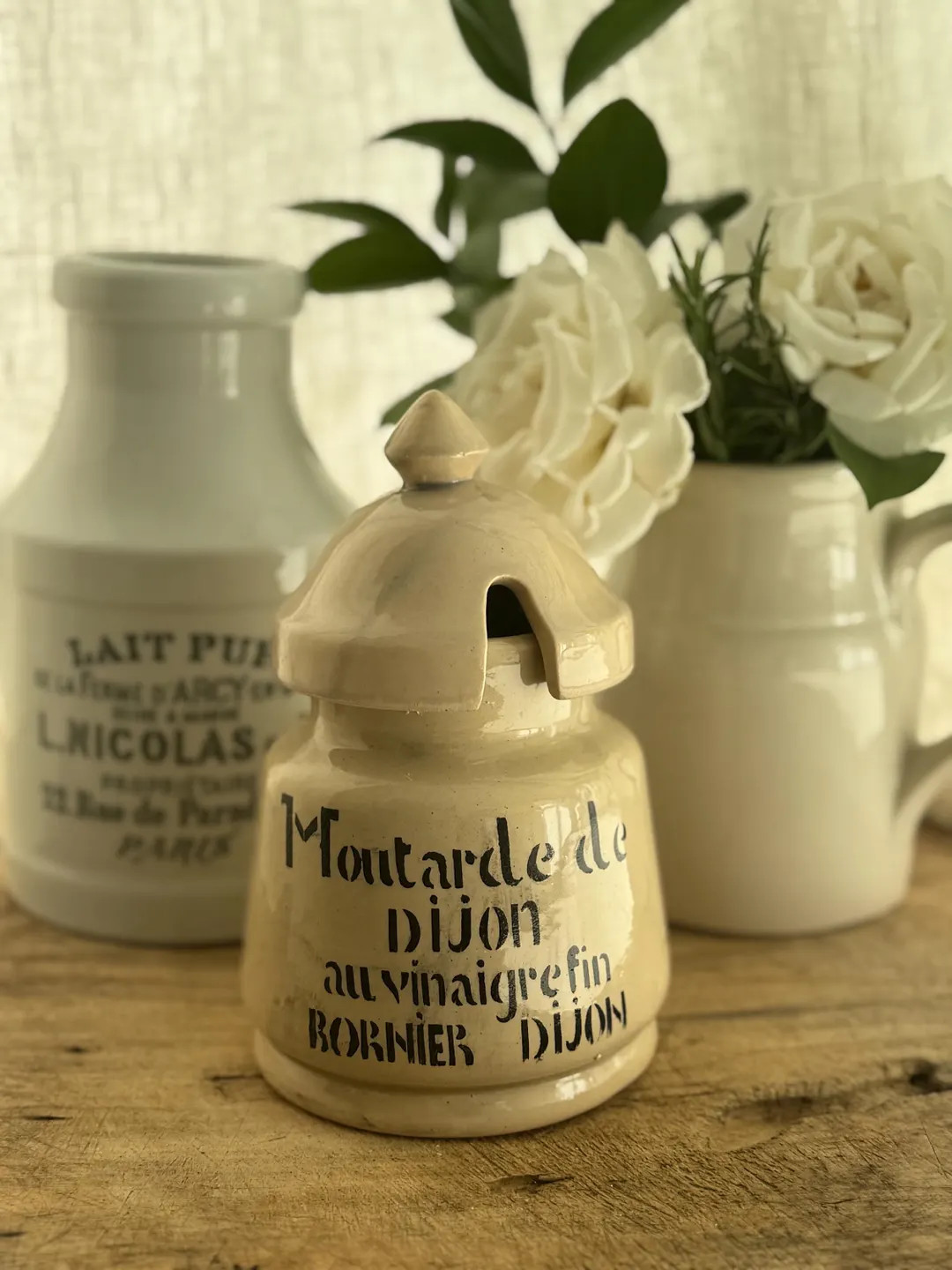 Vintage Bornier Dijon Mustard Jar: French Stoneware Crock With Lid - Etsy | Etsy (US)